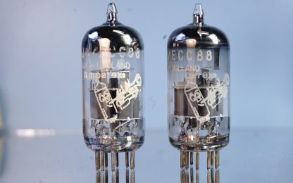 ECC88 Amperex Bugle Boy pair Heerlen, both 1963 NOS specs, reserved Fr.  (V61/75)