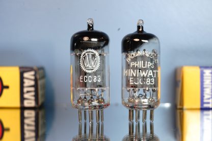 ECC83 Philips Miniwatt/Valvo, Hamburg, D-foil, long plates, 1955, mCP, NOS specs   Rare V14 364 - Image 3