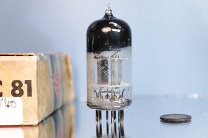 ECC81 Telefunken square getter, August 1952; pre-diamond version, NIB! (V40)