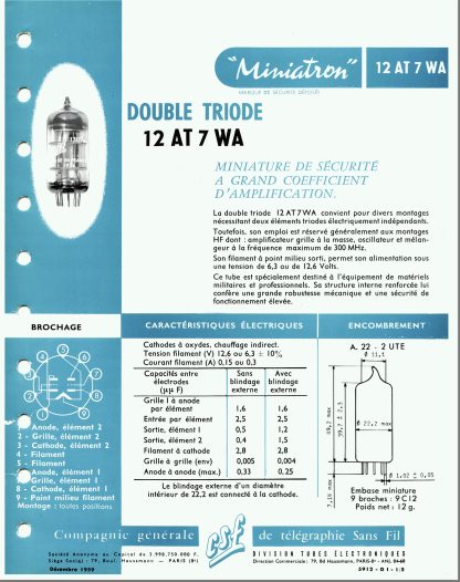 CSF 12AT7WA ECC801S, Black Plates, Copper posts, Double Support O-Getter (V18) - Image 11