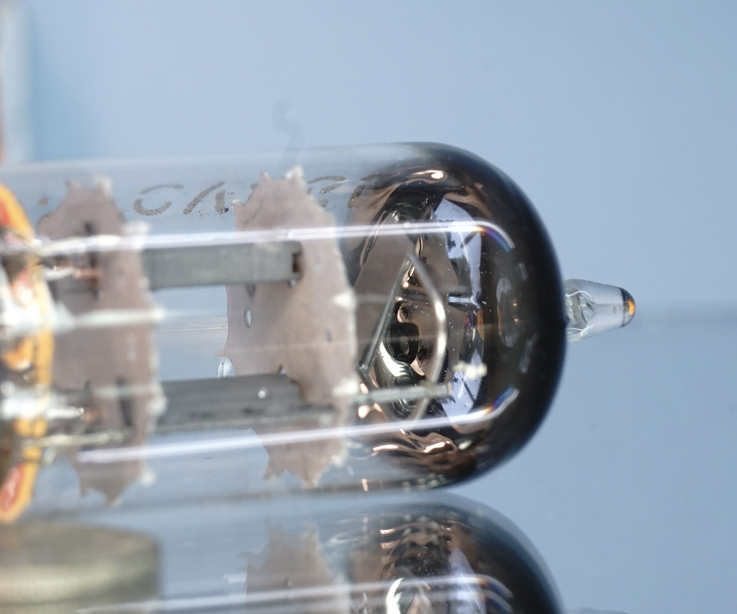 CV455 (ECC801S) pair Philips Miniwatt, D-foil getter, 1956, same dates (V14 V89)