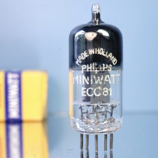 ECC81 Valvo, Philips label, bended square getter, 1956, copper grid posts (V16)