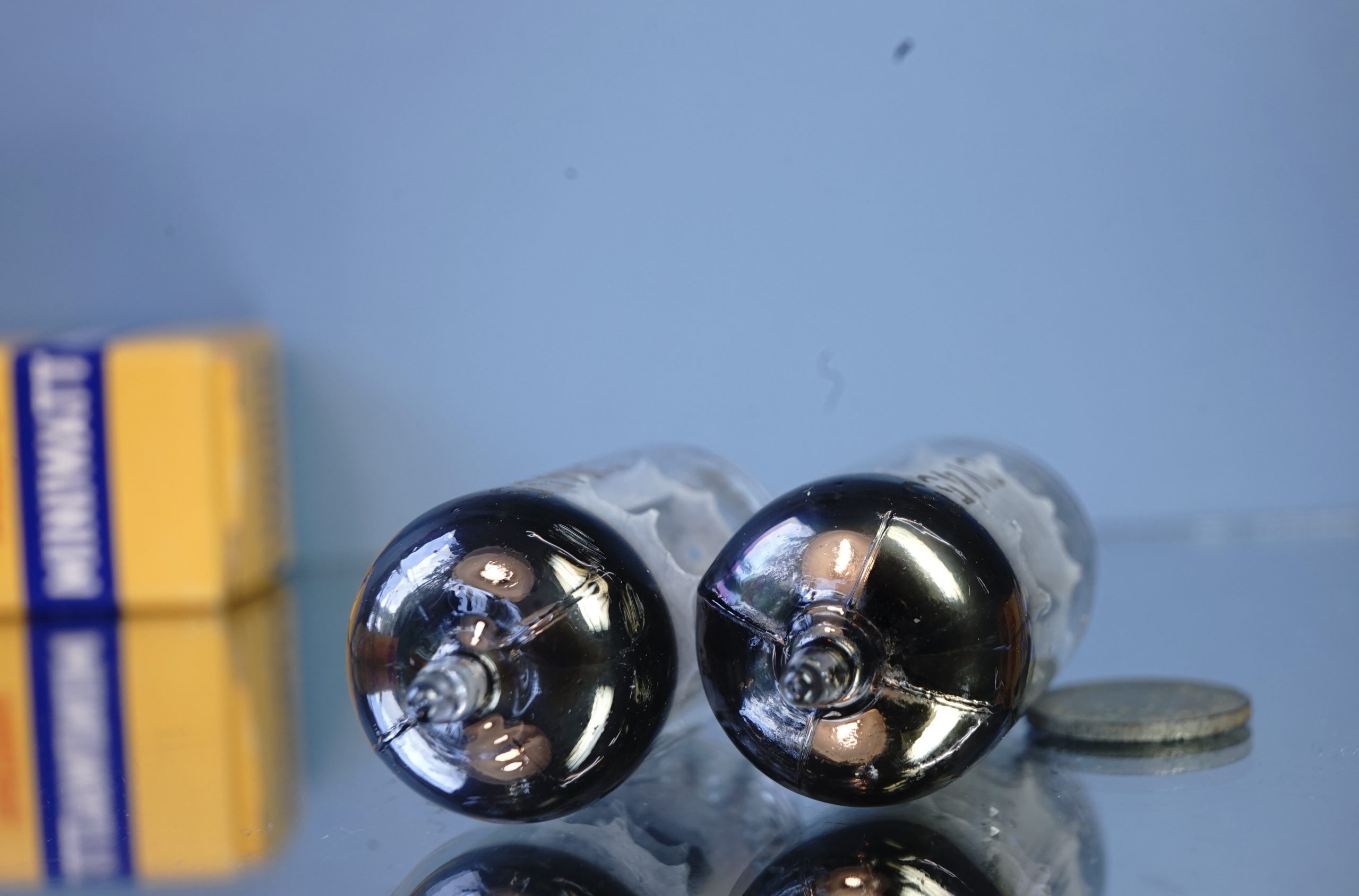 CV455 (ECC801S) pair Philips Miniwatt, D-foil getter, 1956, same dates (V14 V89) - Afbeelding 5