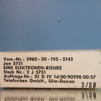 5751 Telefunken/ GE (E83CC / ECC803S), triple micas, black plate, 1958 NIB     v380