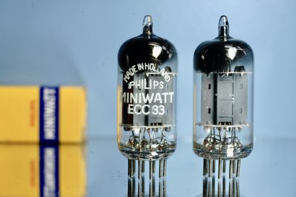 ECC83 Philips Miniwatt/Valvo, Heerlen, D-foil 45°, long plates, 1956, mC2, NOS specs, Rare (V107 160)