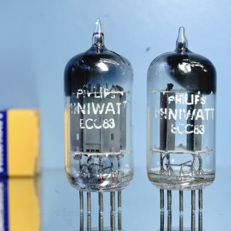 ECC83 Philips Miniwatt, 1954, D-foil 45°, long plates, NOS specs, Rare (V111 V113)