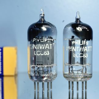 ECC83 Philips Miniwatt, 1954, D-foil 45°, long plates, NOS specs, Rare (V111 V113)
