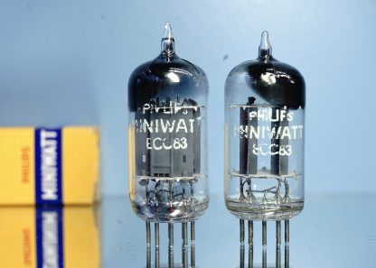 ECC83 Philips Miniwatt, 1954, D-foil 45°, long plates, NOS specs, Rare (V111 V113)