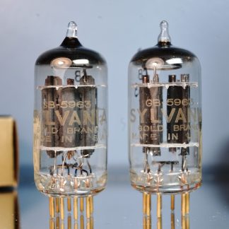 GB 5963 Sylvania GOLD BRAND pair NIB, gold grid, gold pins (ECC802S) (V254 / V255)