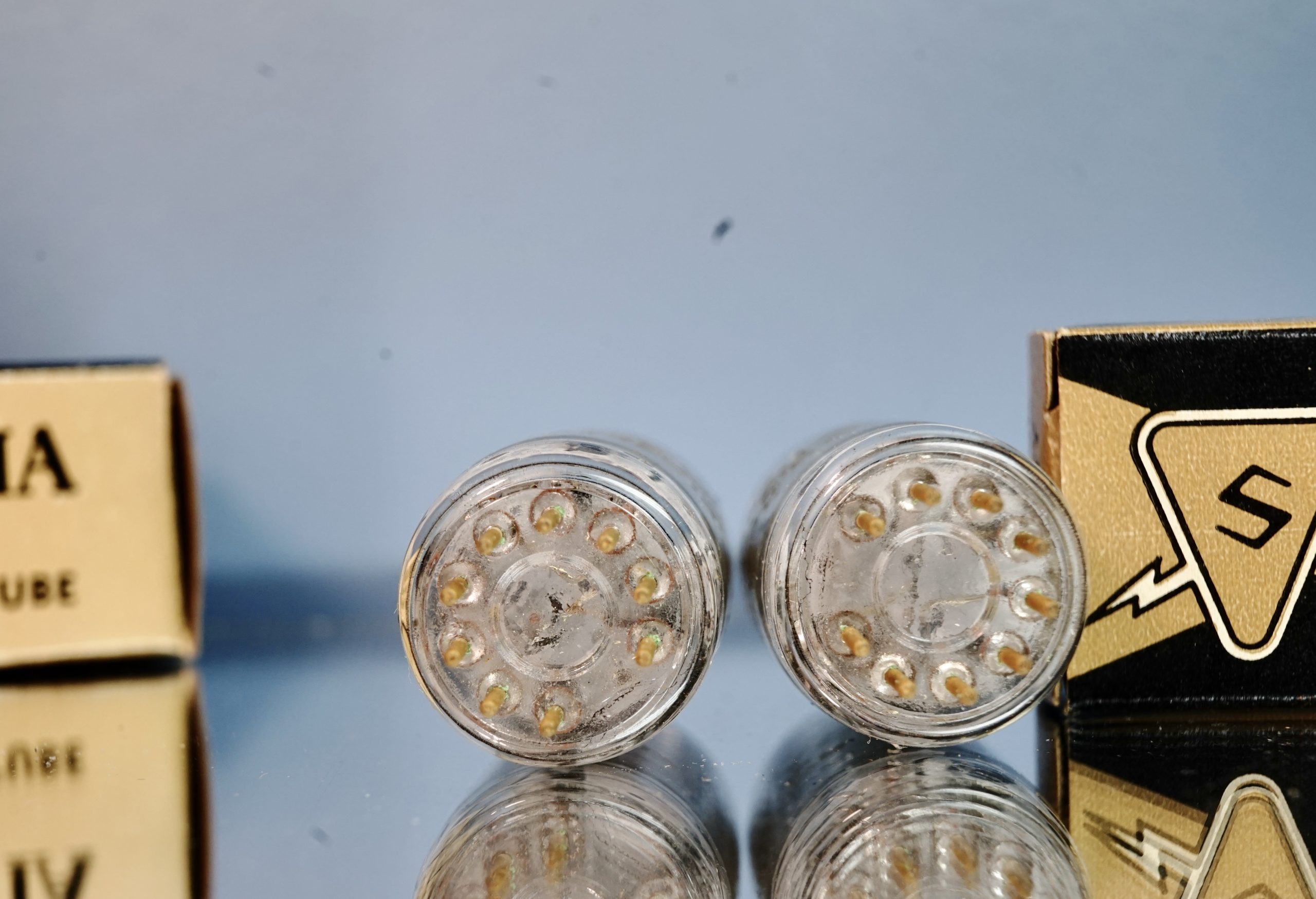 GB 5963 Sylvania GOLD BRAND pair NIB, gold grid, gold pins (ECC802S) (V254 / V255) - Afbeelding 9