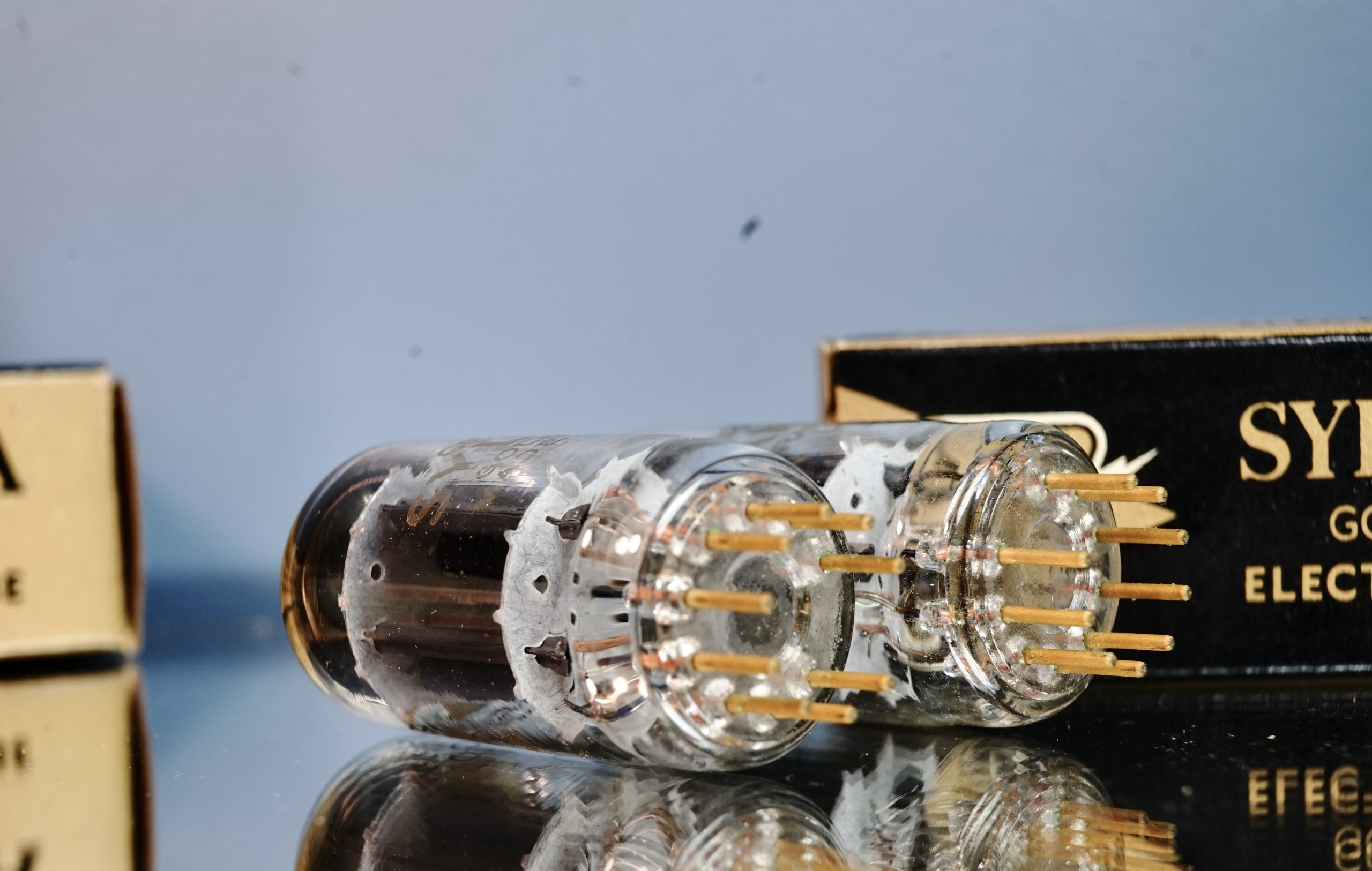 GB 5963 Sylvania GOLD BRAND pair NIB, gold grid, gold pins (ECC802S) (V254 / V255) - Afbeelding 10