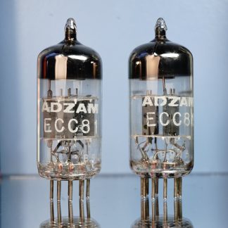 ECC81 Mullard pair, ADZAM, Vf3, Smooth plates, 3 holes, 1969 V63 / 64