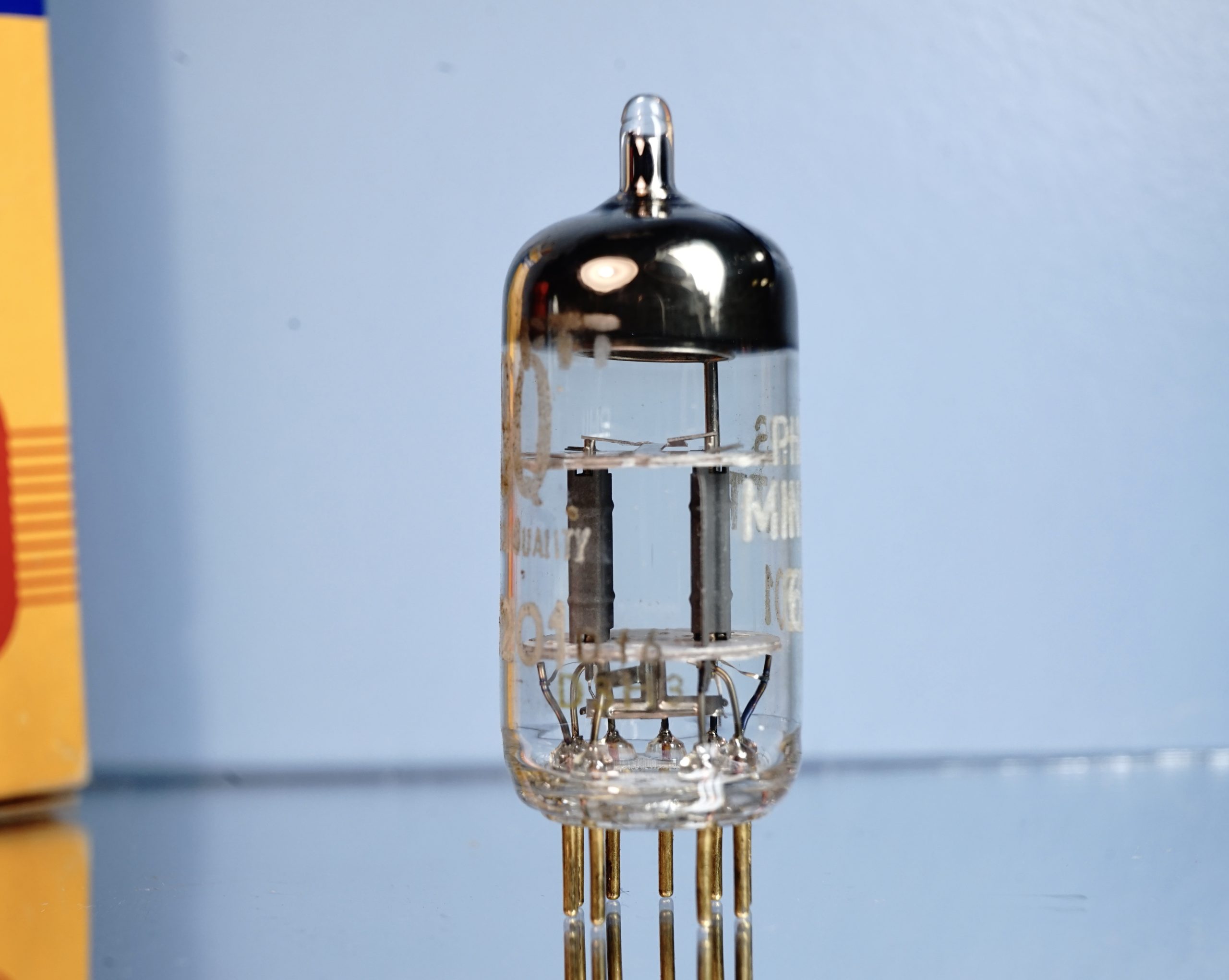 6201 SQ (ECC801S) Philips Miniwatt Hamburg, NOS, gold pins, halo getter (V60) - Afbeelding 5