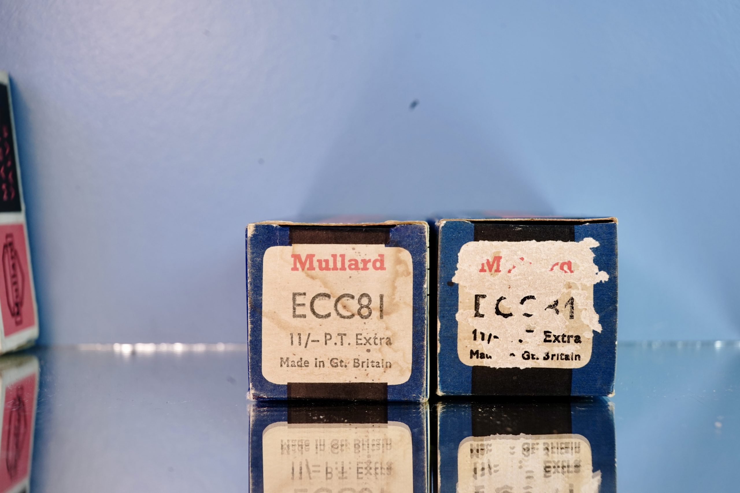 ECC81 Mullard pair, Tk3, Smooth plates, 3 holes, Same date, New in original box! V192 V 194 - Afbeelding 8