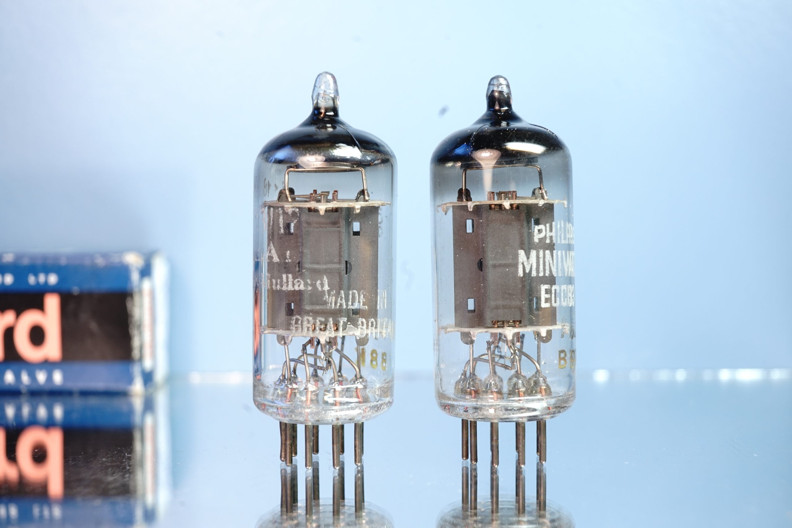 ECC83 Mullard pair, f92, long plates! v226 V231 - Afbeelding 4