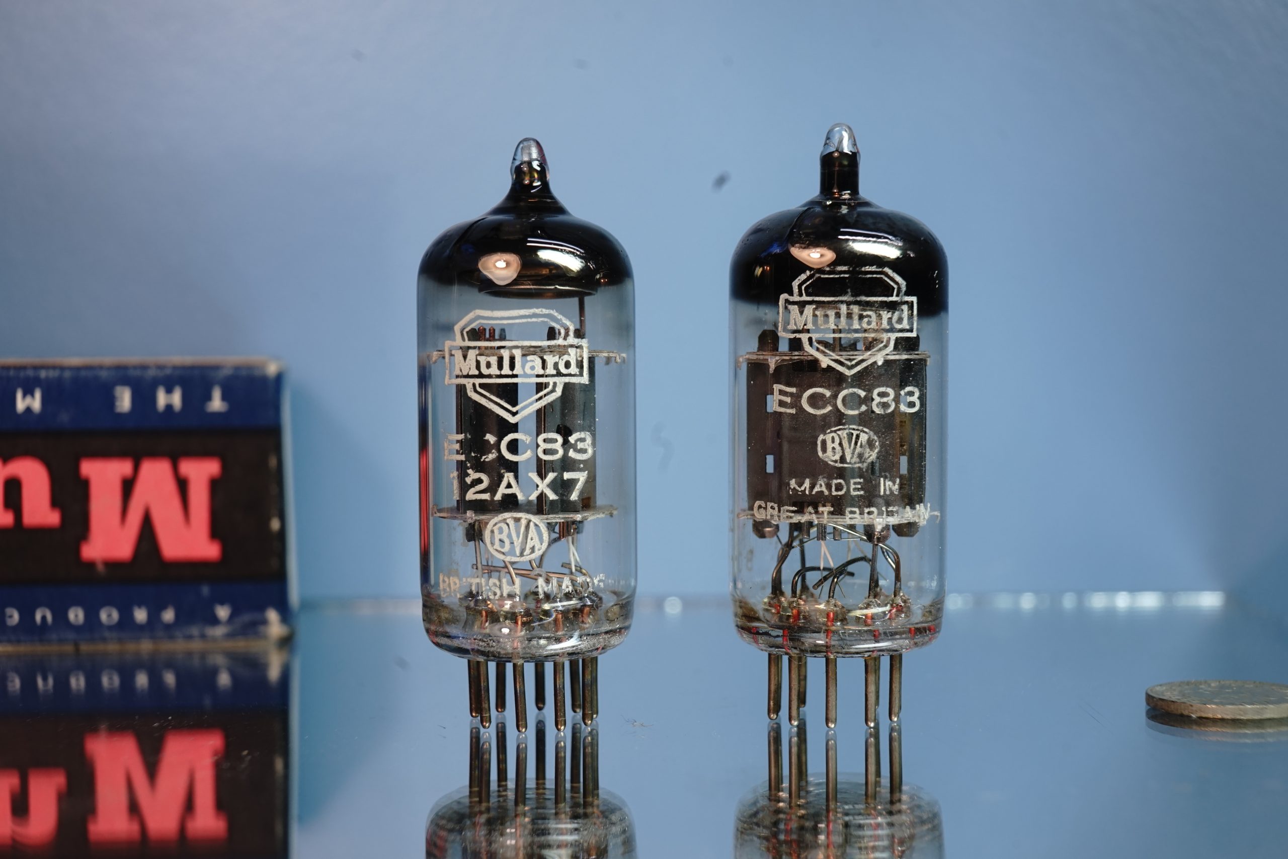 ECC83 Mullard pair, I63, Original box! v267 397