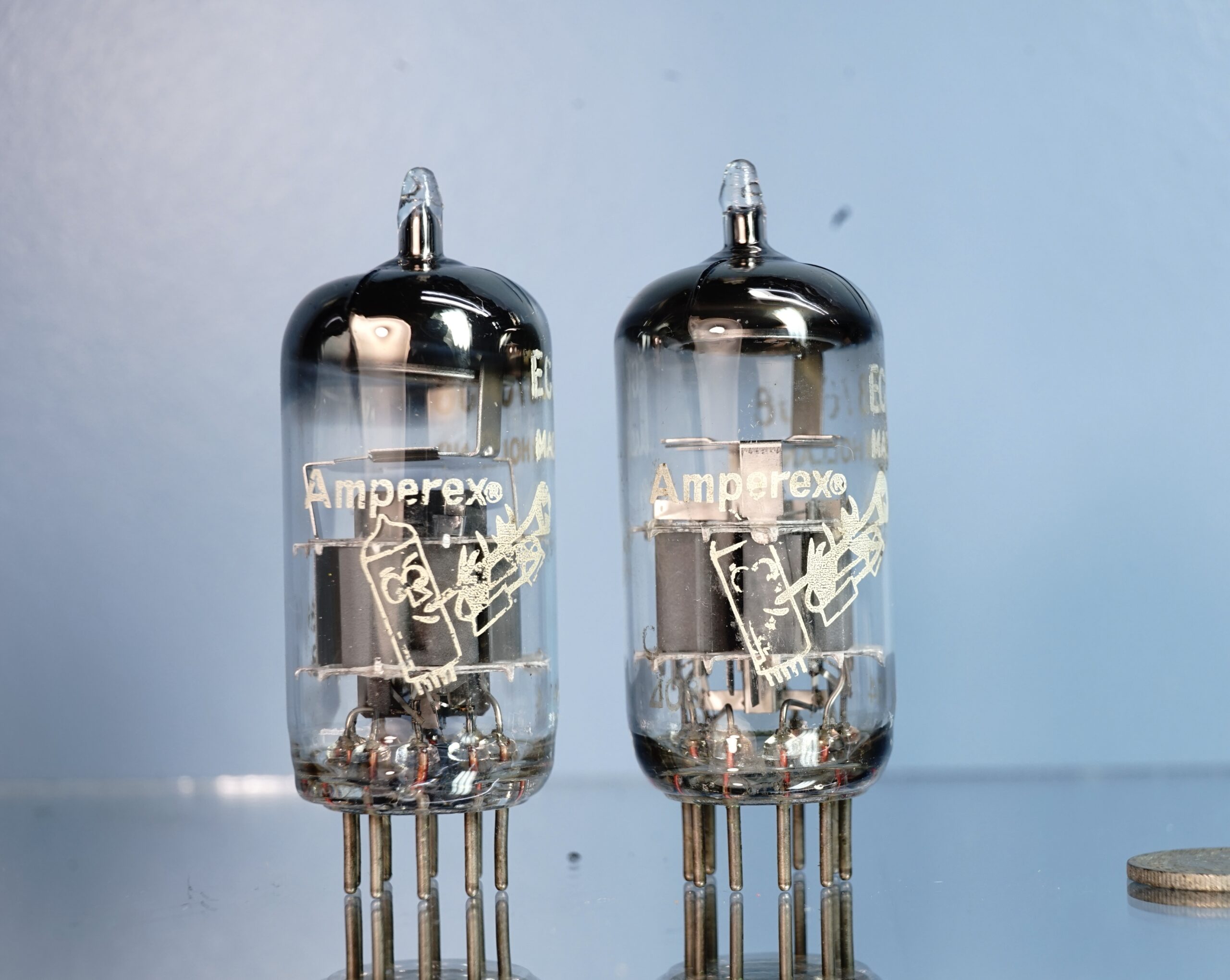 ECC88 Amperex Bugle Boy pair, Matched, both Februari 1960 V260 / 270